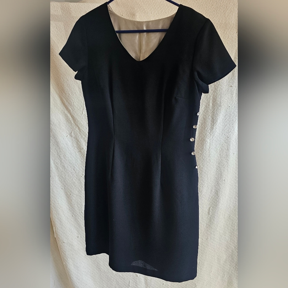 CDC Wear Little Black Dress With Sparkly Buttons, Size 6